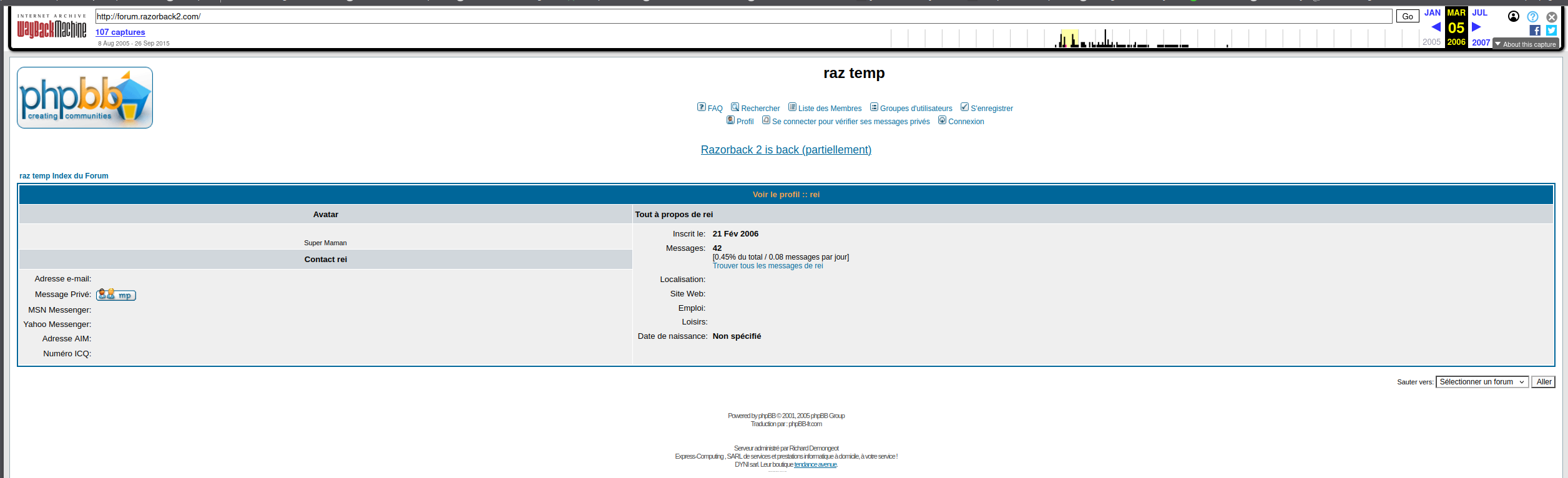 Profil rei temp - Modératrice